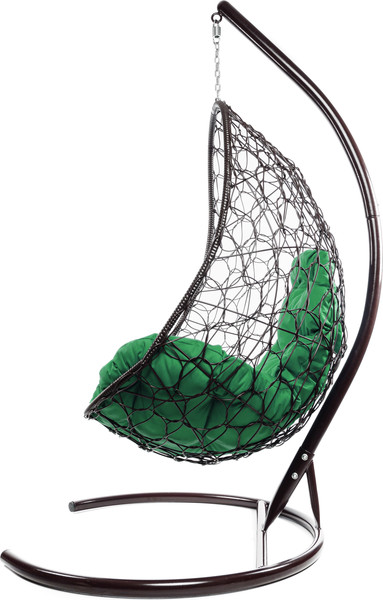 Изображение товара Кресло подвесное M-Group Овал / 11140204 (коричневый ротанг/зеленая подушка)