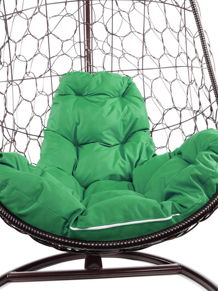 Изображение товара Кресло подвесное M-Group Овал / 11140204 (коричневый ротанг/зеленая подушка)