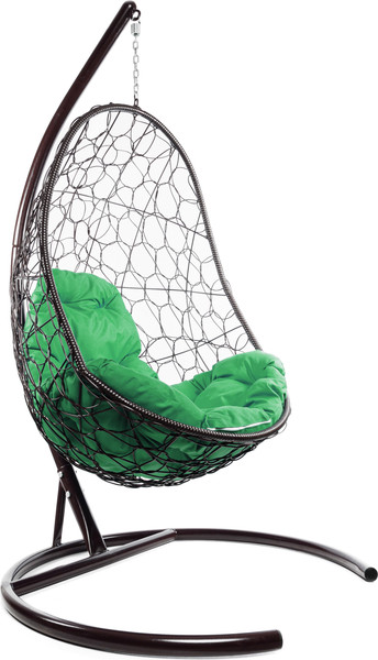 Изображение товара Кресло подвесное M-Group Овал / 11140204 (коричневый ротанг/зеленая подушка)