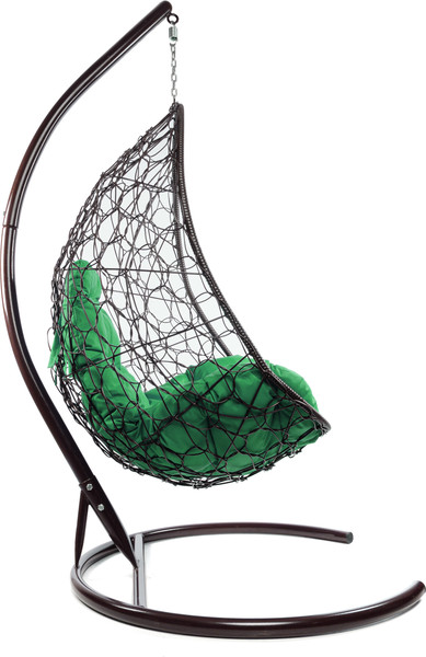 Изображение товара Кресло подвесное M-Group Овал / 11140204 (коричневый ротанг/зеленая подушка)