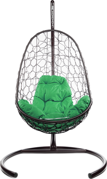 Изображение товара Кресло подвесное M-Group Овал / 11140204 (коричневый ротанг/зеленая подушка)