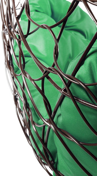 Изображение товара Кресло подвесное M-Group Овал / 11140204 (коричневый ротанг/зеленая подушка)