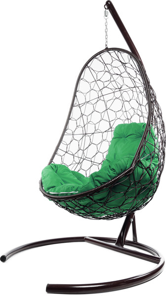 Изображение товара Кресло подвесное M-Group Овал / 11140204 (коричневый ротанг/зеленая подушка)