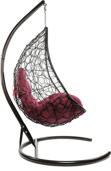 Изображение товара Кресло подвесное M-Group Овал / 11140202 (коричневый ротанг/бордовая подушка)