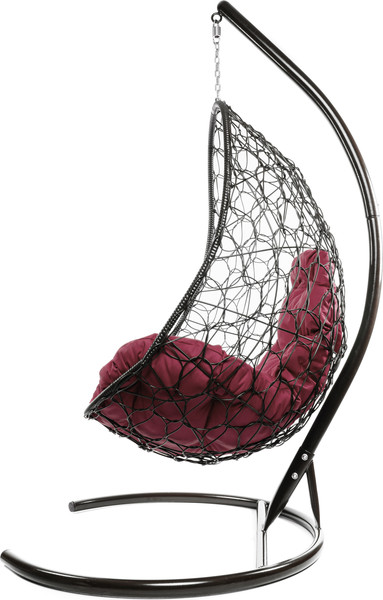 Изображение товара Кресло подвесное M-Group Овал / 11140202 (коричневый ротанг/бордовая подушка)
