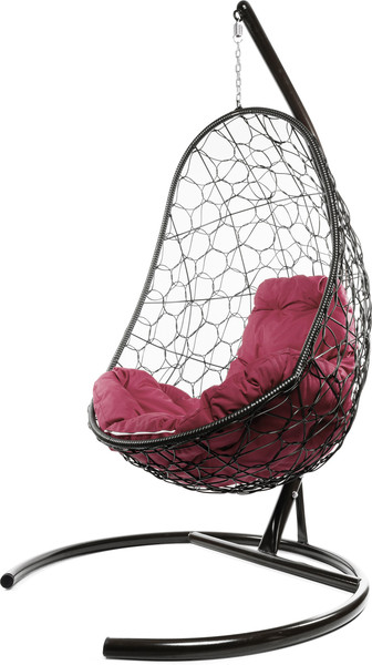 Изображение товара Кресло подвесное M-Group Овал / 11140202 (коричневый ротанг/бордовая подушка)
