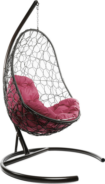 Изображение товара Кресло подвесное M-Group Овал / 11140202 (коричневый ротанг/бордовая подушка)