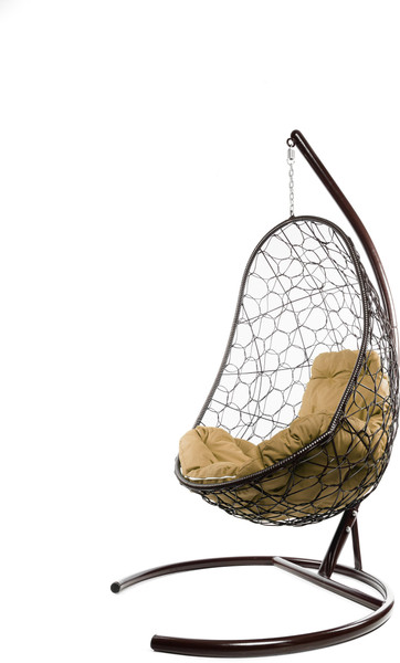 Изображение товара Кресло подвесное M-Group Овал / 11140201 (коричневый ротанг/бежевая подушка)