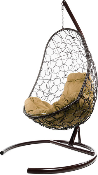 Изображение товара Кресло подвесное M-Group Овал / 11140201 (коричневый ротанг/бежевая подушка)