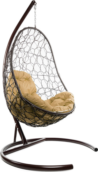 Изображение товара Кресло подвесное M-Group Овал / 11140201 (коричневый ротанг/бежевая подушка)