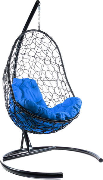 Изображение товара Кресло подвесное M-Group Овал / 11140410 (черный ротанг/синяя подушка)