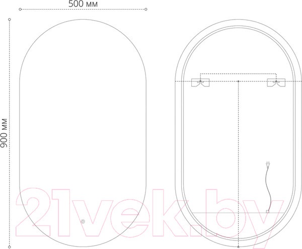 Изображение товара Зеркало Grossman Nero-промо LED / 245090 (с сенсорным выключателем)
