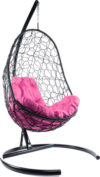 Изображение товара Кресло подвесное M-Group Овал / 11140408 (черный ротанг/розовая подушка)