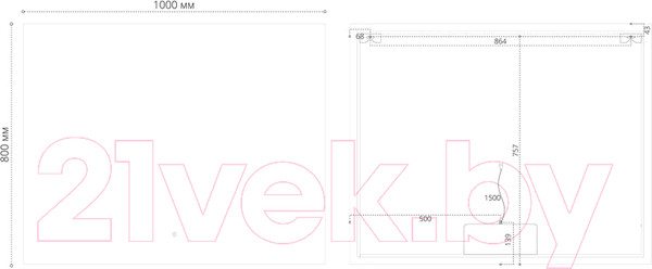 Изображение товара Зеркало Grossman Pragma-норма LED / 1810080 (с сенсорным выключателем и подогревом)
