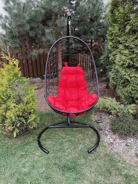 Изображение товара Кресло подвесное M-Group Овал / 11140406 (черный ротанг/красная подушка)