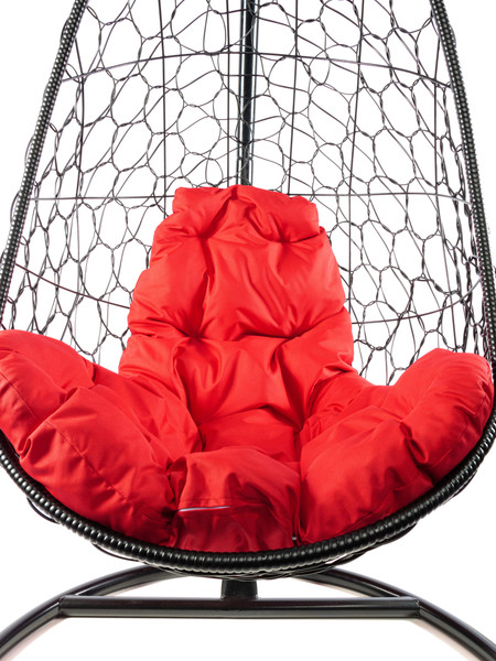 Изображение товара Кресло подвесное M-Group Овал / 11140406 (черный ротанг/красная подушка)