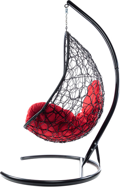 Изображение товара Кресло подвесное M-Group Овал / 11140406 (черный ротанг/красная подушка)