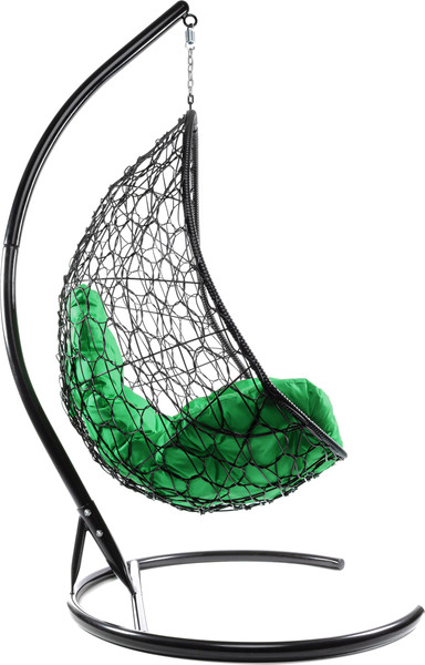 Изображение товара Кресло подвесное M-Group Овал / 11140404 (черный ротанг/зеленая подушка)