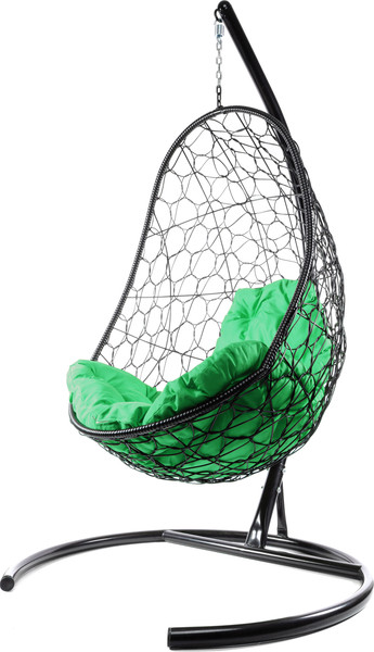Изображение товара Кресло подвесное M-Group Овал / 11140404 (черный ротанг/зеленая подушка)