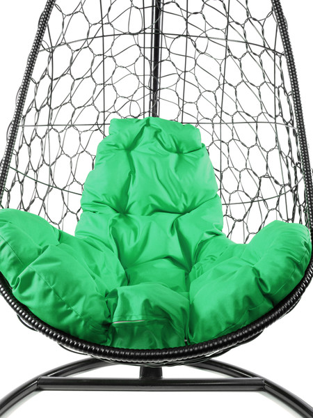 Изображение товара Кресло подвесное M-Group Овал / 11140404 (черный ротанг/зеленая подушка)