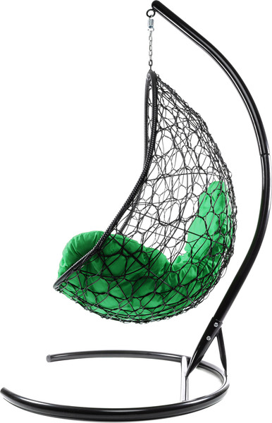 Изображение товара Кресло подвесное M-Group Овал / 11140404 (черный ротанг/зеленая подушка)