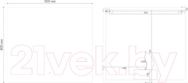 Изображение товара Зеркало Grossman Pragma-норма LED / 189080 (с сенсорным выключателем и подогревом)