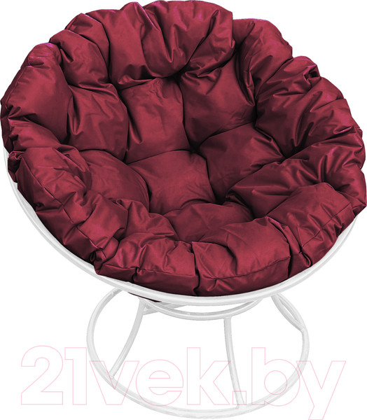 Изображение товара Кресло садовое M-Group Папасан 12010102 (белый/бордовая подушка)