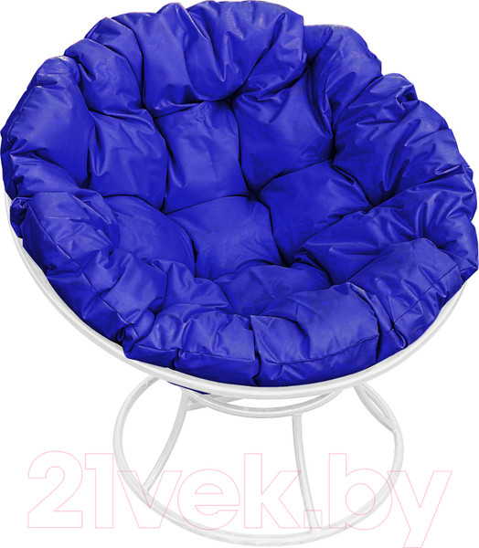Изображение товара Кресло садовое M-Group Папасан 12010110 (белый/синяя подушка)