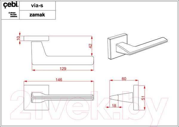 Изображение товара Ручка дверная Croma Via-S MP04 (матовый никель полимер)