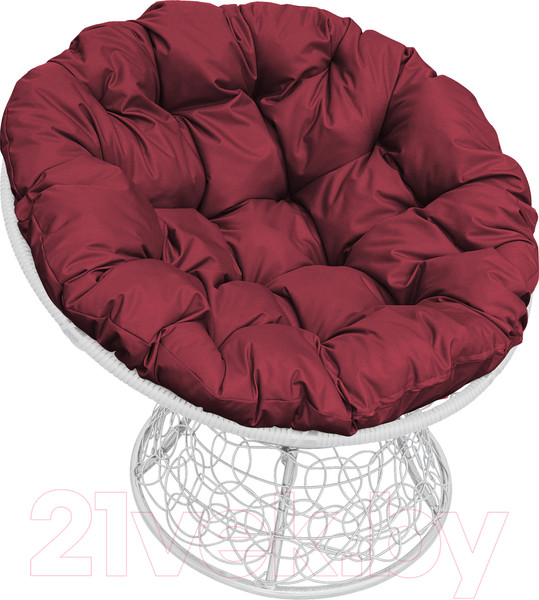 Изображение товара Кресло садовое M-Group Папасан 12020102 (белый ротанг/бордовая подушка)