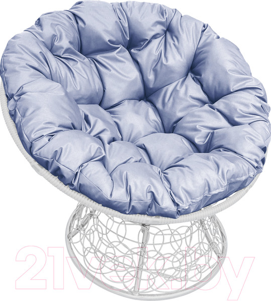 Изображение товара Кресло садовое M-Group Папасан 12020109 (белый ротанг/серая подушка)