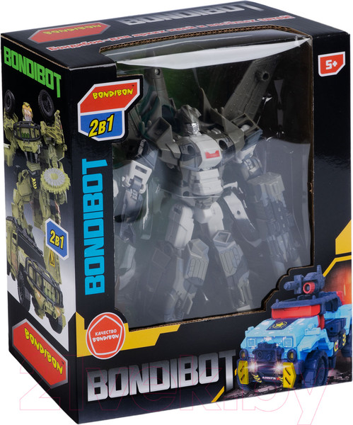 Изображение товара Робот-трансформер Bondibon Самолет военный 2 в 1 / ВВ6070-А (серый хаки)