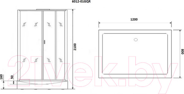 Изображение товара Душевая кабина Niagara NG-6012-01GQR 120x80x210 (прозрачное стекло)