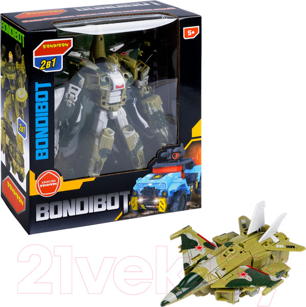Изображение товара Робот-трансформер Bondibon Самолет военный 2 в 1 / ВВ6070-Б (зеленый/хаки)