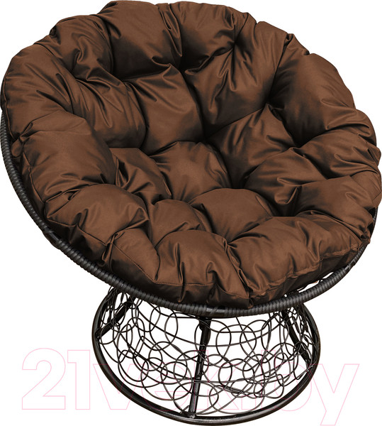 Изображение товара Кресло садовое M-Group Папасан 12020405 (черный ротанг/коричневая подушка)