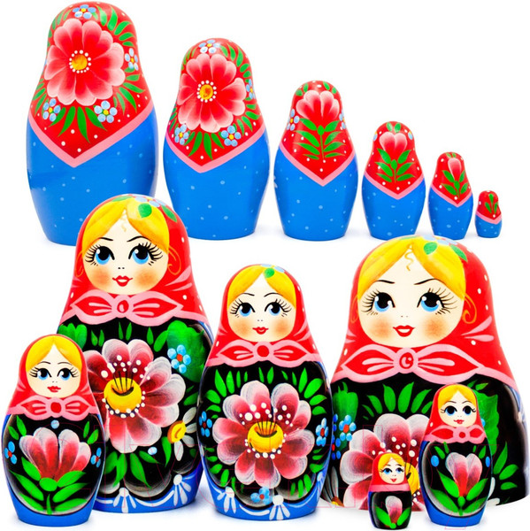 Изображение товара Матрешка сувенирная Брестская Фабрика Сувениров Русские матрешки ручной работы с цветами / 6045