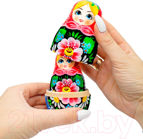 Изображение товара Матрешка сувенирная Брестская Фабрика Сувениров Русские матрешки ручной работы с цветами / 6045