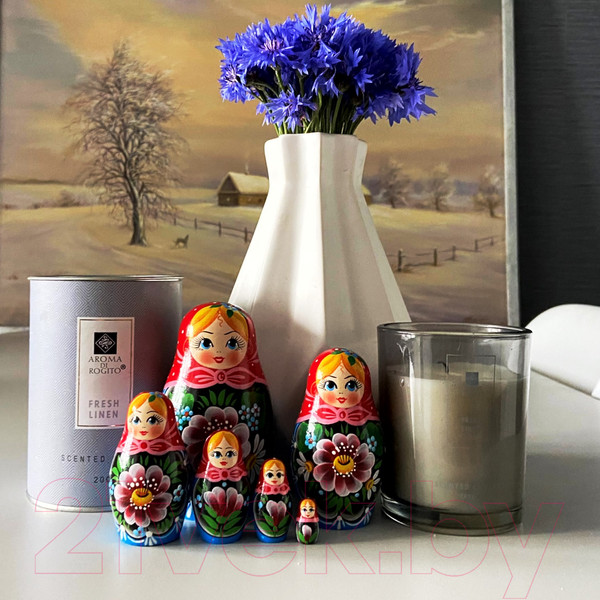 Изображение товара Матрешка сувенирная Брестская Фабрика Сувениров Русские матрешки ручной работы с цветами / 6045