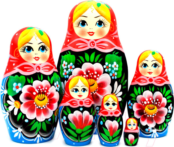 Изображение товара Матрешка сувенирная Брестская Фабрика Сувениров Русские матрешки ручной работы с цветами / 6045