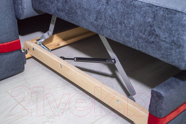 Изображение товара Диван угловой Петрамебель Браво правый (брабус 17 темно-серый велюр/красный велюр)