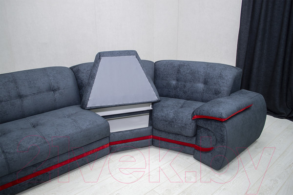 Изображение товара Диван угловой Петрамебель Браво правый (брабус 17 темно-серый велюр/красный велюр)