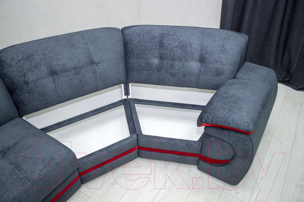 Изображение товара Диван угловой Петрамебель Браво правый (брабус 17 темно-серый велюр/красный велюр)