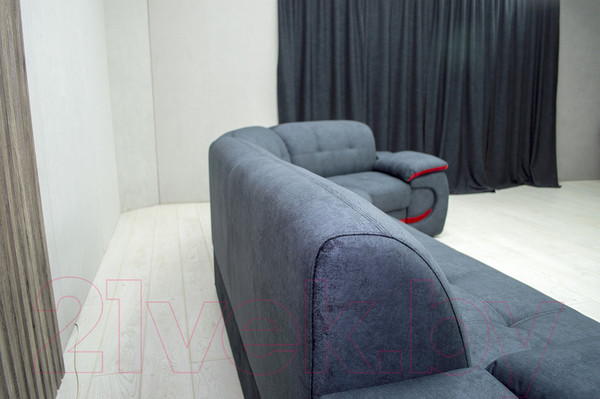 Изображение товара Диван угловой Петрамебель Браво правый (брабус 17 темно-серый велюр/красный велюр)