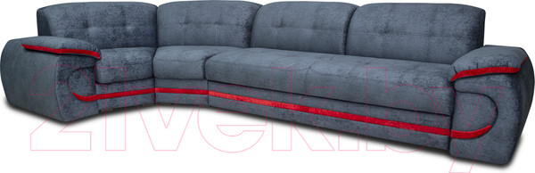 Изображение товара Диван угловой Петрамебель Браво левый (брабус 17 темно-серый велюр/красный велюр)