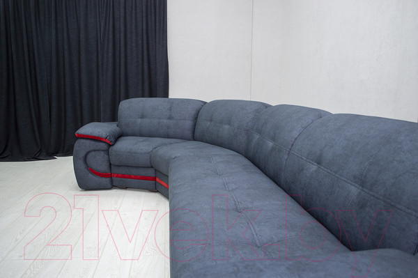 Изображение товара Диван угловой Петрамебель Браво левый (брабус 17 темно-серый велюр/красный велюр)