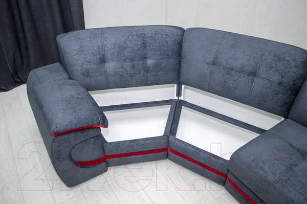 Изображение товара Диван угловой Петрамебель Браво левый (брабус 17 темно-серый велюр/красный велюр)