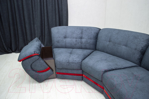 Изображение товара Диван угловой Петрамебель Браво левый (брабус 17 темно-серый велюр/красный велюр)