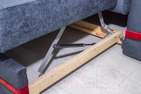 Изображение товара Диван угловой Петрамебель Браво левый (брабус 17 темно-серый велюр/красный велюр)