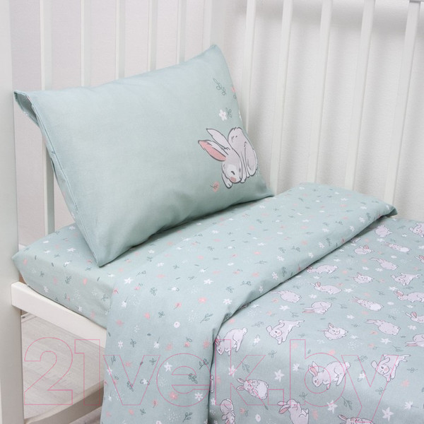 Изображение товара Комплект постельный для малышей Крошка Я Зайчик на лужайке / 9694307