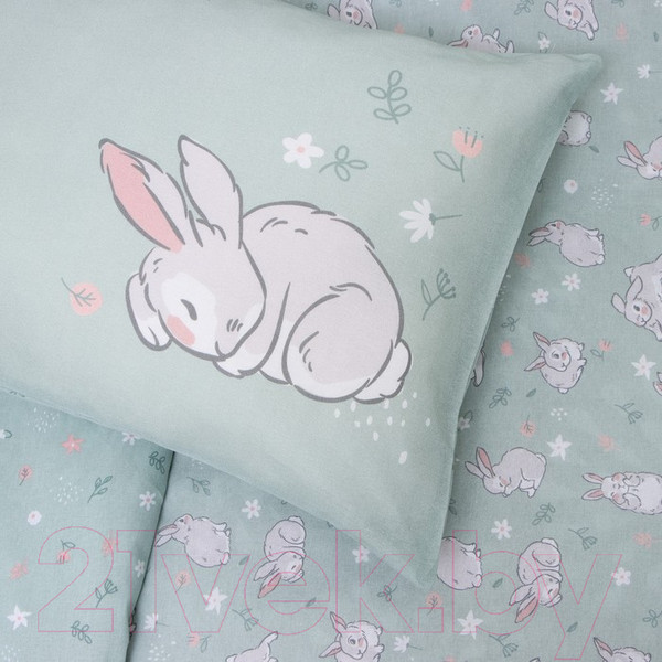 Изображение товара Комплект постельный для малышей Крошка Я Зайчик на лужайке / 9694307